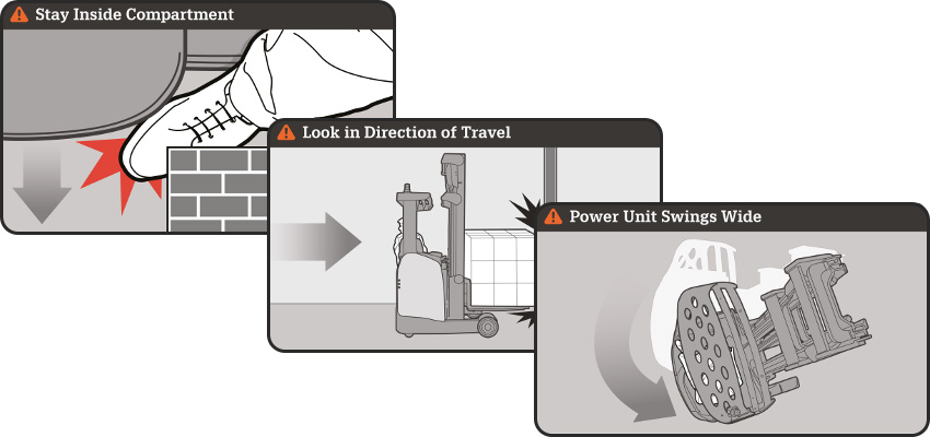 ESR reach trucks display safety messages