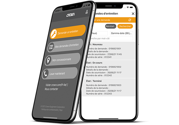 Application demande d’entretien pour chariots élévateurs Crown 