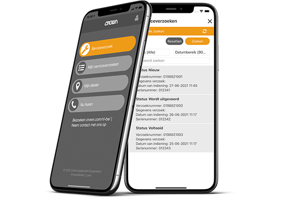 Crown-app om heftruckonderhoud aan te vragen - België